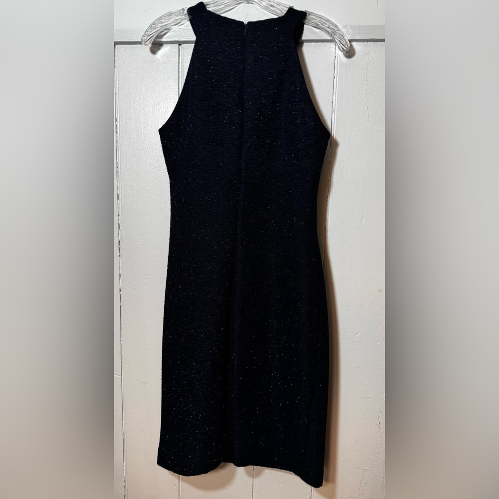 EUC Eliza J Navy Sparkle Dress with Halter Style Neckline and Rhinestone Accents - Picture 3 of 9